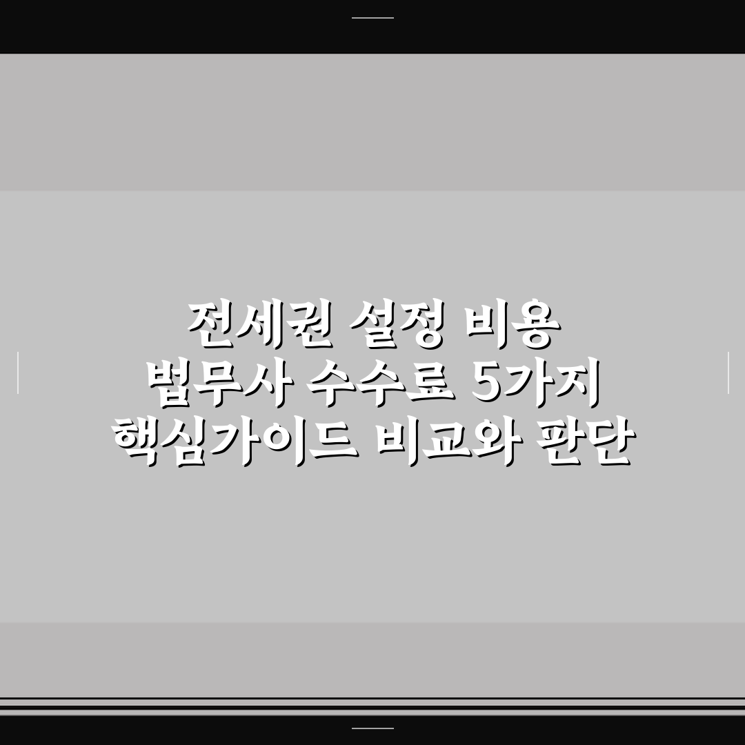전세권 설정 비용 법무사 수수료 5가지 핵심가이드 비교와 판단