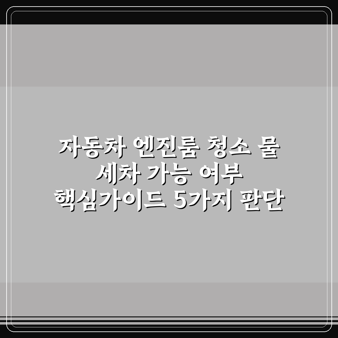 자동차 엔진룸 청소 물 세차 가능 여부 핵심가이드 5가지 판단 기준