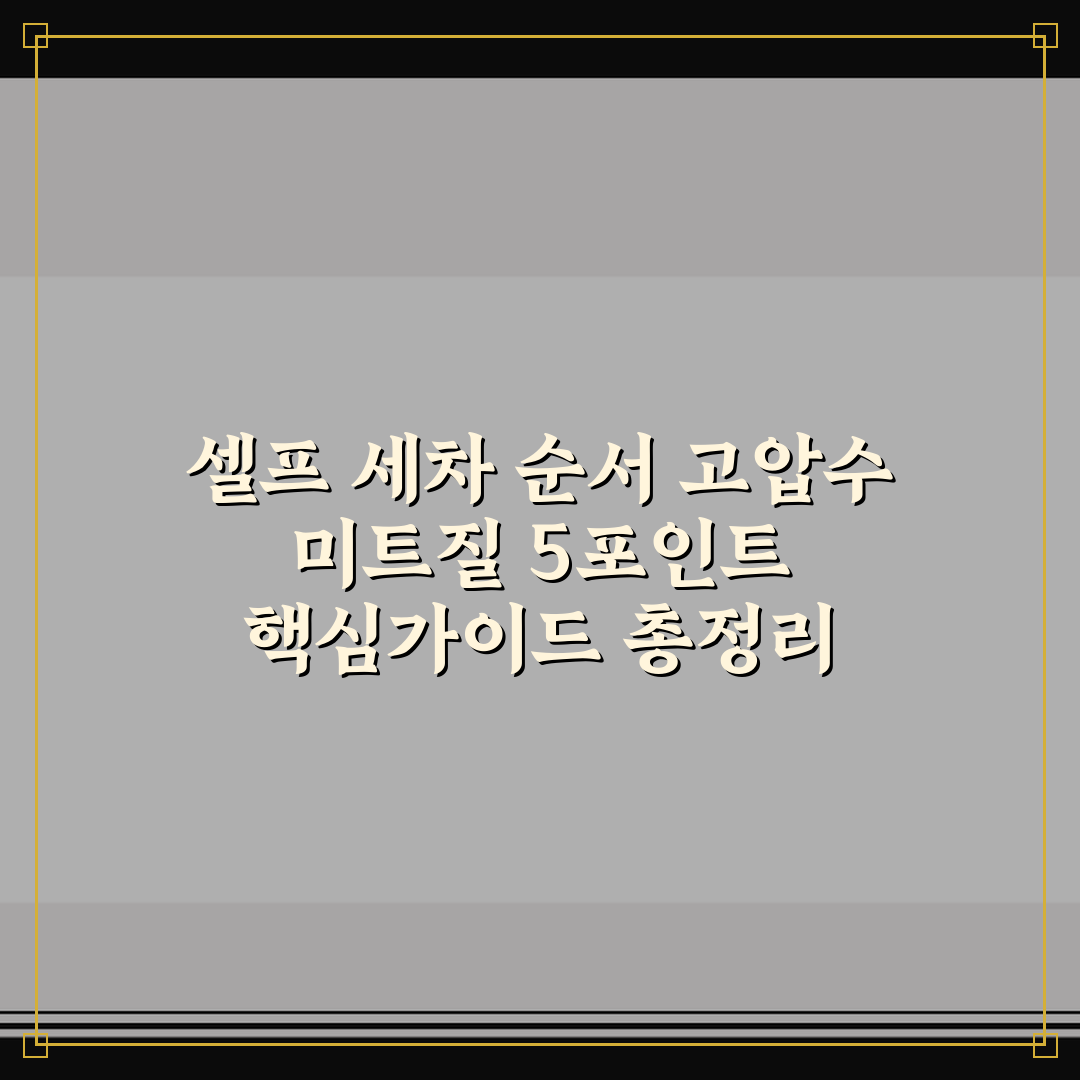 셀프 세차 순서 고압수 미트질 5포인트 핵심가이드 총정리