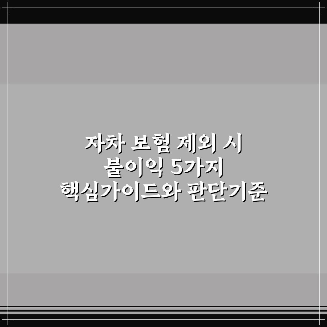 자차 보험 제외 시 불이익 5가지 핵심가이드와 판단기준
