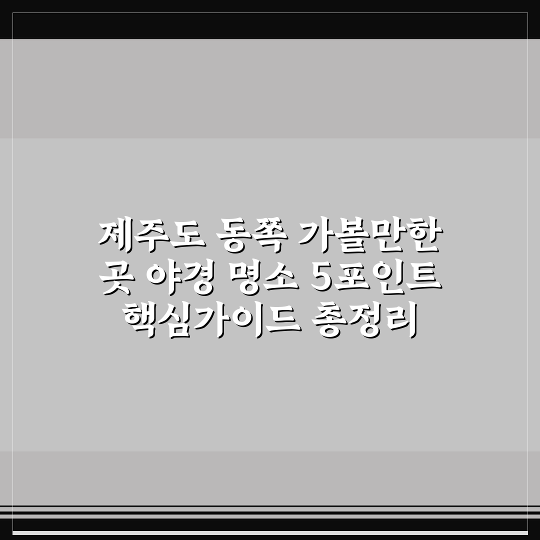 제주도 동쪽 가볼만한 곳 야경 명소 5포인트 핵심가이드 총정리