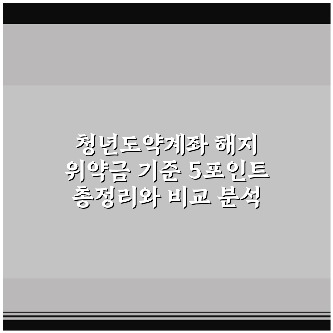 청년도약계좌 해지 위약금 기준 5포인트 총정리와 비교 분석